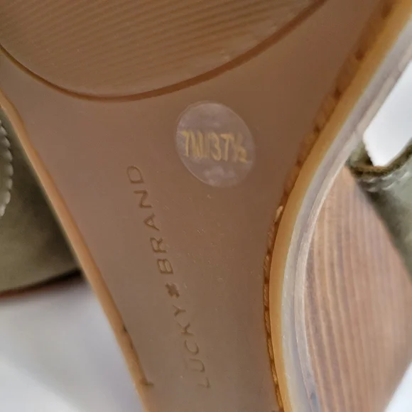 NWOT Lucky Brand Lukili Women's Sandals Wedge Ankle Strap Moss Green Size US 7 - Picture 10 of 11